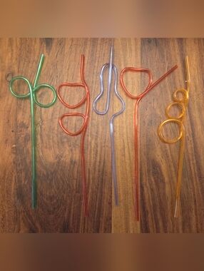 Fun Tall Crazy Straws In Assorted Colors - 5 Pack, NEW
